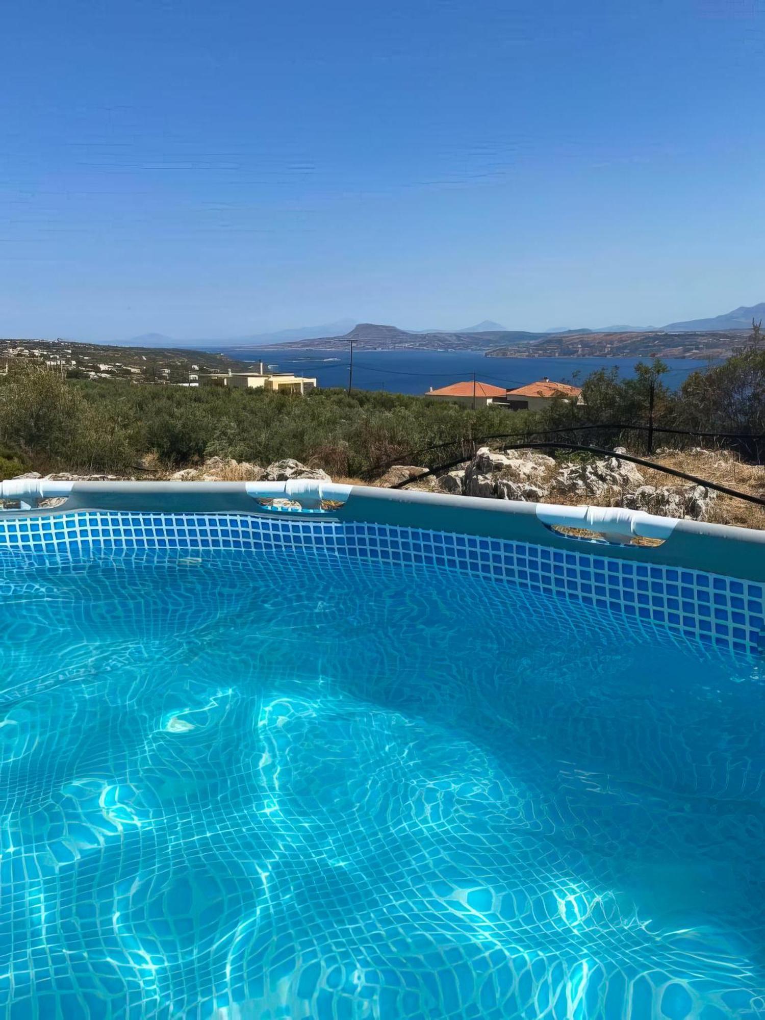 Souda Bay View With Private Pool Near Chania City Bagian luar foto
